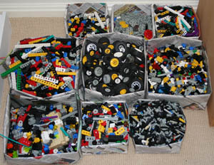 Lego sorted into boxes