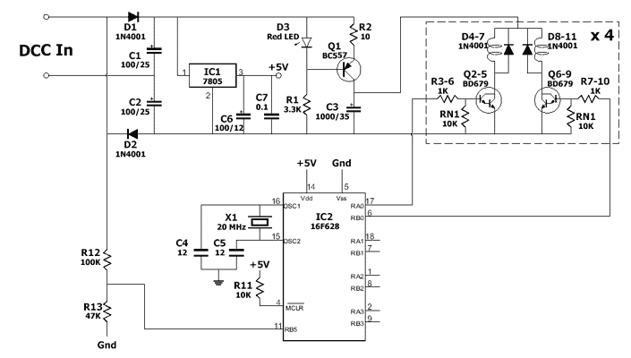 Turnout Decoder - Circuit Diagram